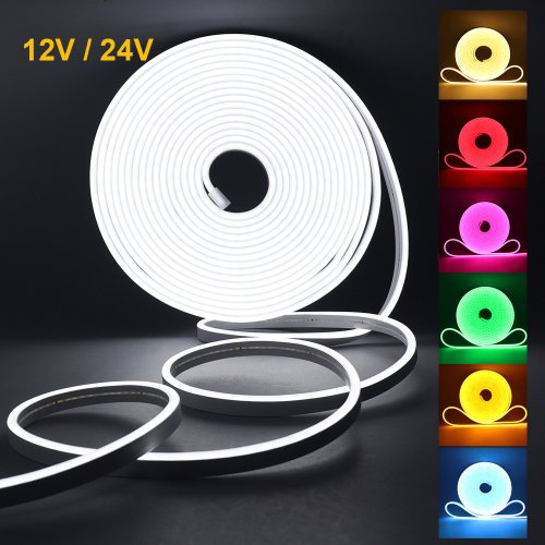 Bild von Flexibles LED-Neonband 12V/24V – Wasserdichtes Silikon-Lichtseil mit 9 Farben für Innen- und Außenbeleuchtung, inkl. 2-poligem Kabel für Wohnkultur und Dekoration