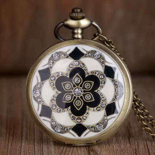 Imagen de Reloj de Bolsillo Vintage de Cuarzo con Esfera Grande y Colgante de Bronce - Elegante Regalo Clásico para Hombre y Mujer