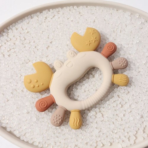 Image of Natural Crab-Shaped Baby Teether Made from Food-Grade Silicone – BPA-Free, Chillable, Safe & Soothing for Infants with Sore Gums (0-24 Months)