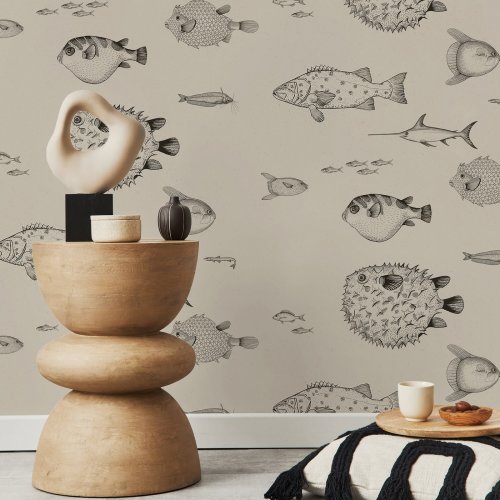 Afbeelding van Zelfklevend tropisch vis behang met oceaan thema – Muurschildering voor kinderkamer, woonkamer of badkamer – Peel & Stick Sea Life Decoratie