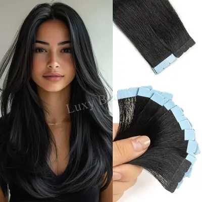 Image de Extensions de Cheveux Humains Naturelles - Bande Double Face Sans Couture