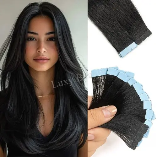 Image de Extensions de Cheveux Humains Naturelles - Bande Double Face Sans Couture