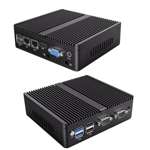 Immagine di Custodia in metallo Mini PC industriale senza ventola Intel N2840 Computer desktop Pfsense Mini Server DDR3L Msata SSD 2Lan 2COM Display VGA HD