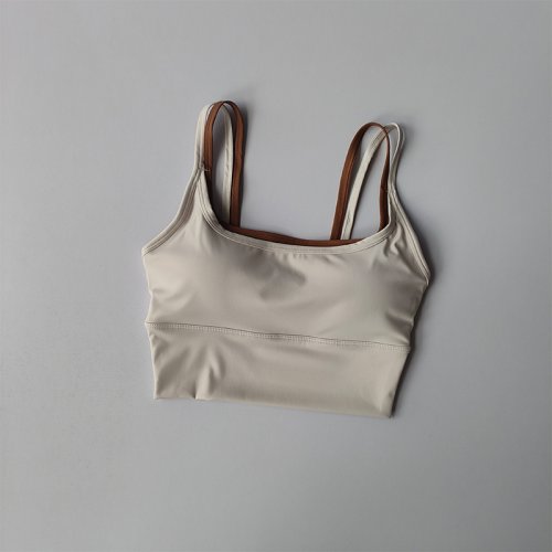 Imagen de Sujetador deportivo para mujer, chaleco de Yoga con doble correa para el pecho, absorbente de golpes, de secado rápido, moldeador, Fitness, verano