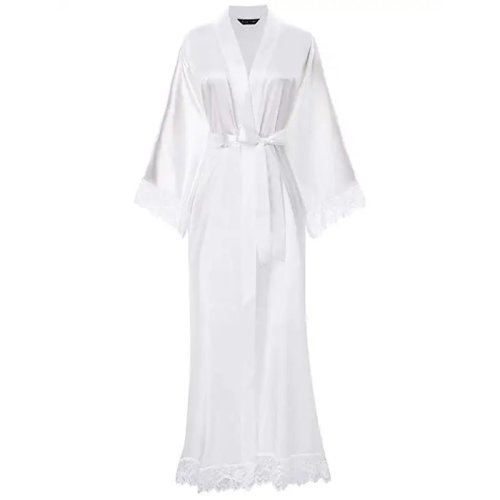 Imagen de Bata de Seda Floral para Mujer - Elegante Kimono Largo para Boda
