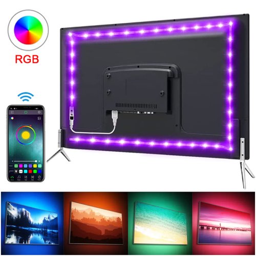Afbeelding van Flexibele RGB 5050 LED Strip met Bluetooth App Bediening - 5V USB Voeding voor TV Backlight, Gaming Kamer en Interieur Decoratie