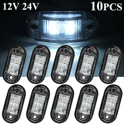 Image de Feux LED Blancs 12V/24V - Pack de 10 pour Camion, Remorque et Voiture