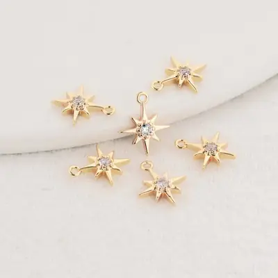 Image de Breloques Étoile Or 14K - 6 Pièces pour Création de Bijoux