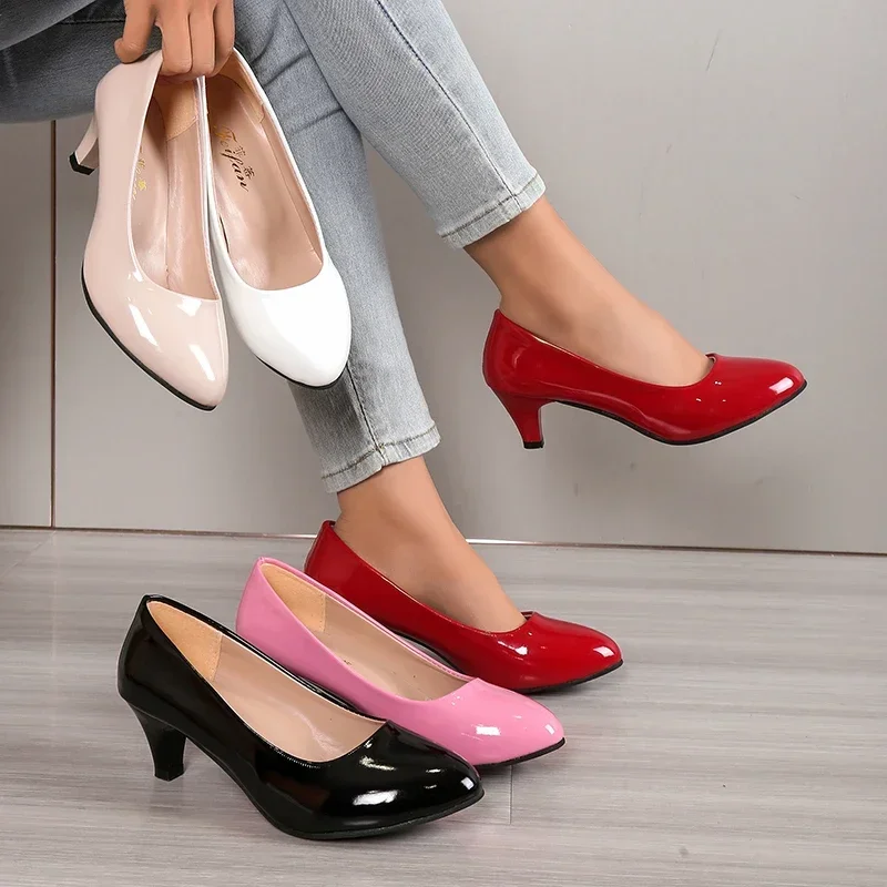 Imagen de Elegantes Zapatos de Tacón para Mujer con Boca Poco Profunda, Diseño Desnudo, Moda Verano 2024, Perfectos para Oficina, Fiesta y Boda