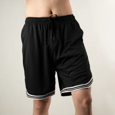 Image de Short Homme Été Respirant - Rayé Noir Sport & Fitness
