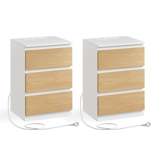 Image de Table de Chevet avec Multiprise - Lot de 2