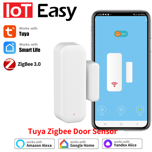 Immagine di Sensore di Contatto Zigbee Tuya per Porte e Finestre - Smart Home Compatibile con Alexa e App Smart Life