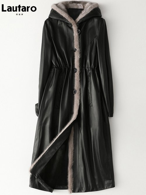 Afbeelding van Stijlvolle Zwarte Leren Jas voor Dames – Warm & Luxe