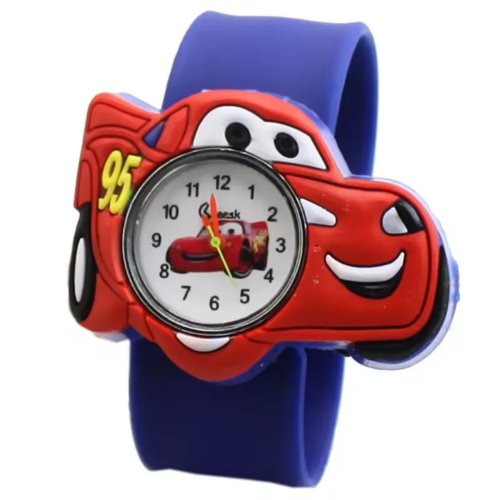 Bild von Coole Kinderuhr mit Cartoon-Auto Motiv – Silikonarmband für Jungen