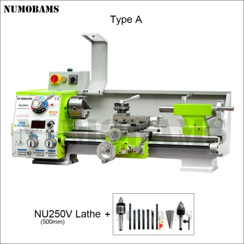 Afbeelding van NUMOBAMS NU250V 750W Motor MT4 Spindel 250*500MM Roestvrij Drie Grade Variale Snelheid Metalen Draaibank Machine