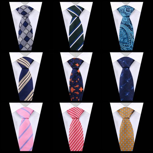 Image of Elegant Men's Silk Necktie in Black with Green and Wine Paisley Floral Pattern – Slim Fit for Wedding, Office, and Formal Events