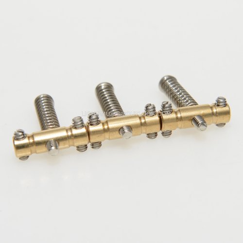 Afbeelding van 3-delig Gitaarbrugzadel Set van Messing - Gecompenseerd en In Tune voor Telecaster Gitaar, Vervangingsonderdeel met Precisieafstelling