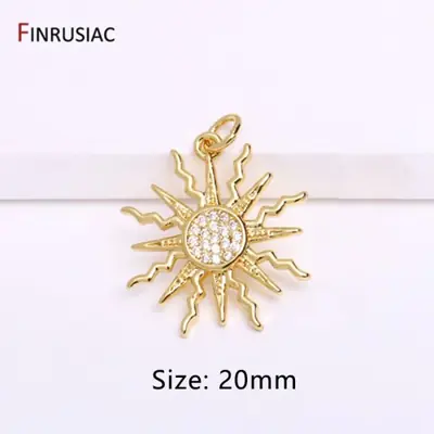 Image de Pendentifs Soleil Or 14K - Breloques Zircon pour Bijoux DIY