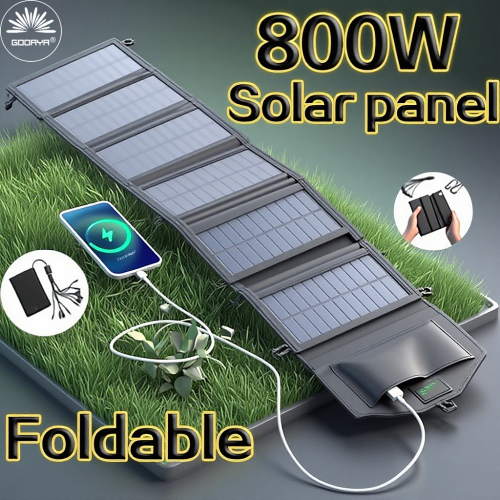 Imagen de Panel Solar Plegable de 6 Pliegues 800W con Batería 20Ah, Cargador Portátil USB 5V CC, Fuente de Alimentación Móvil Completa para Camping y Emergencias