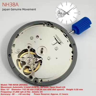 Image de Mécanisme de Montre NH38A 24 Rubis - Haute Précision