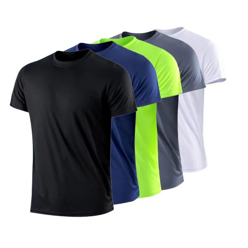 Immagine di NO LOGO Uomo Quick Dry Manica corta Palestra Corsa Assorbimento dell'umidità Girocollo T-shirt Allenamento Esercizio Palestra Sport Camicia Top
