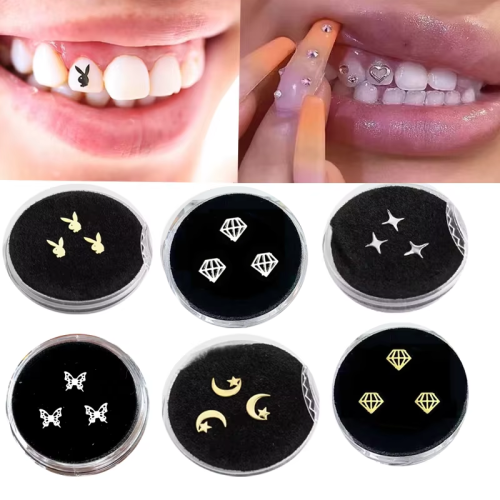 Bild von Stilvolle Zahn-Edelstein-Set – Modezähne mit Diamant-Optik