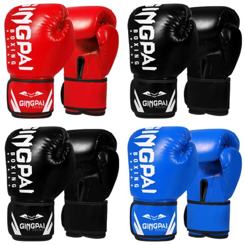 Imagen de Guantes de Boxeo para Adultos, Entrenamiento y Combate, Ajustables y Cómodos con Protección para las Manos en Negro, Rojo y Azul