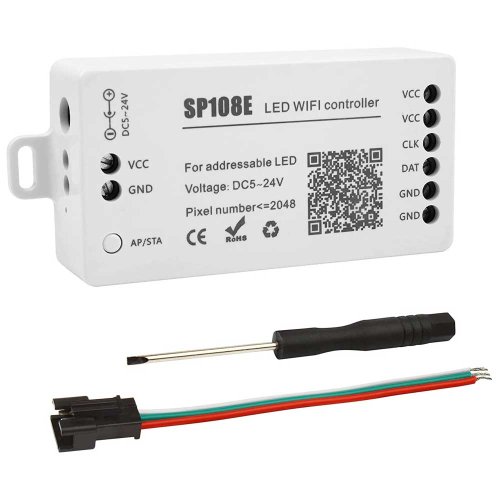 Image de Contrôleur LED WiFi SP108E pour Bandes WS2812B - Jusqu'à 2048 Pixels