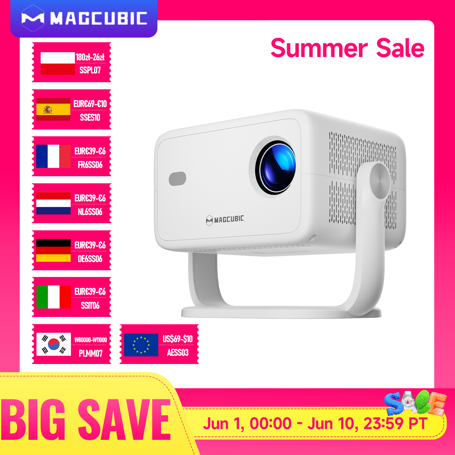 Zdjęcie Projektor MAGCUBIC 1080p z Androidem 14 – Idealny do Filmów i Outdoor