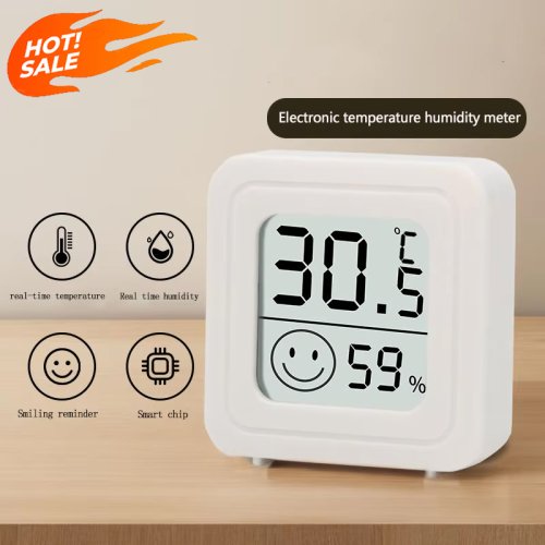 Image of 4-Piece Mini LCD Digital Thermometer and Hygrometer Set – Indoor Room Temperature and Humidity Monitor with Weather Station Functionality