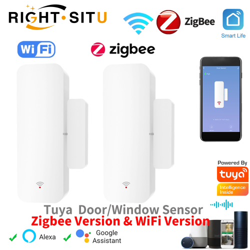 Zdjęcie Zigbee WiFi czujnik drzwi kontakt okienny otwórz zamknij pilot aplikacji Tuya kompatybilny z asystentem Google Alexa