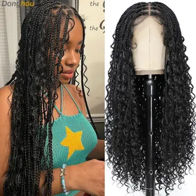 Image de Perruque Tresse Boho Ombrée Sans Nœud - Style Naturel & Élégant
