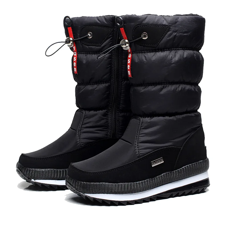 Afbeelding van Warmtegevende Winterlaarzen voor Dames met Dikke Pluche, Waterdicht en Antislip – Modieuze Sneeuwlaarzen met Platform en Bontvoering