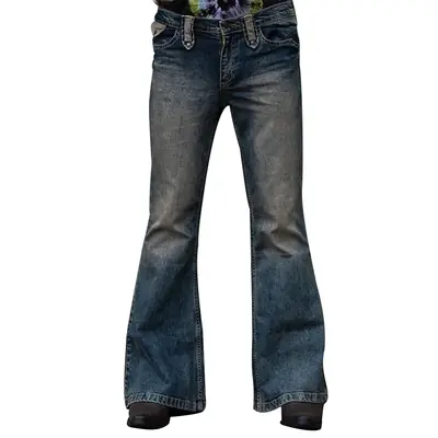 Image de Jean Évasé Homme Vintage Bleu Profond - Mode Streetwear 2023