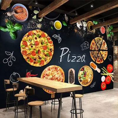 Image de Papier Peint 3D Murale Personnalisée - Décor Restaurant Pizza