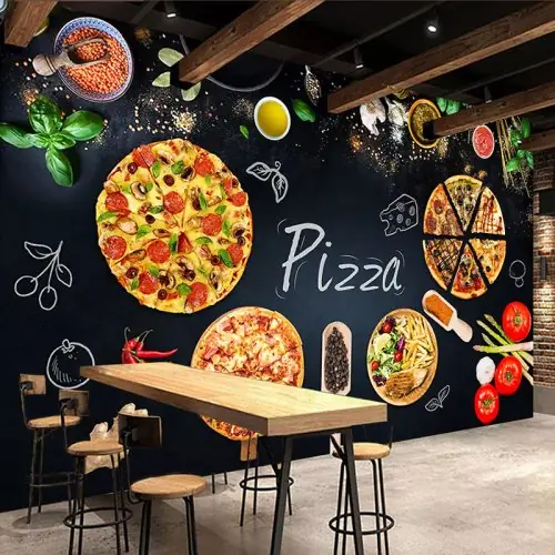 Image de Papier Peint 3D Murale Personnalisée - Décor Restaurant Pizza