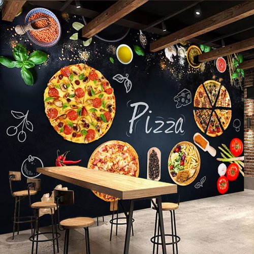 Bild von 3D Wandbild Tapete – Personalisierte Pizza Shop Wanddeko