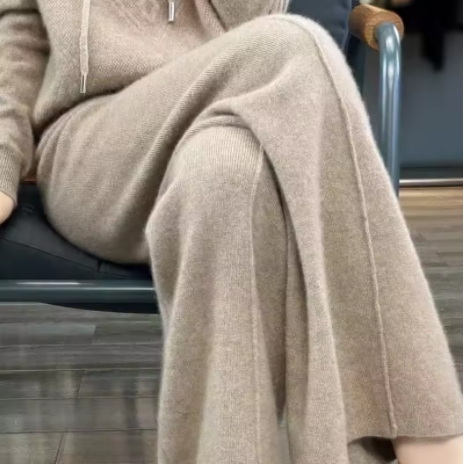 Immagine di Pantaloni Larghi in Lana e Cashmere - Stile Coreano Autunno-Inverno
