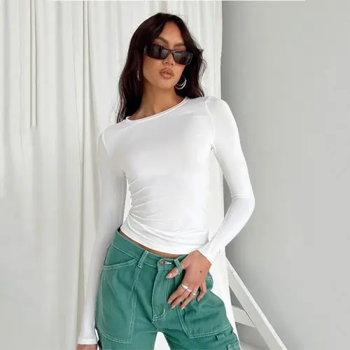 Image de Pulls Slim Fit Femme - T-Shirts Basiques Manches Longues