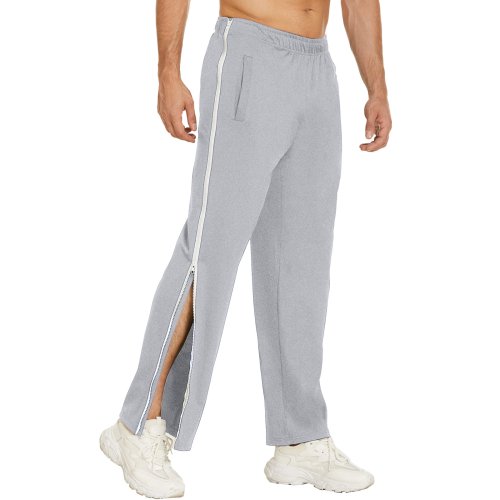 Afbeelding van Heren atletische broek, elastische taille broek met ritssluiting, casual broek met zakken voor dagelijkse sport