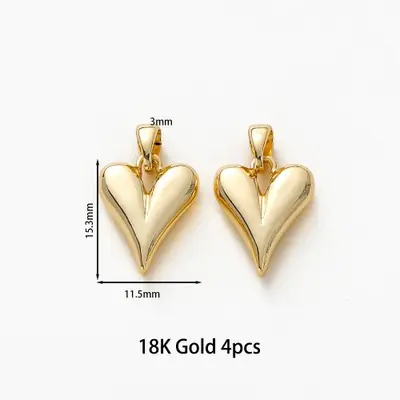 Image de Breloques Cœur Plaqué Or - Lot de 4 pour Bijoux DIY