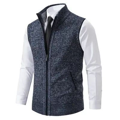 Image de Gilet Tricoté Homme Col Montant - Chaud & Élégant