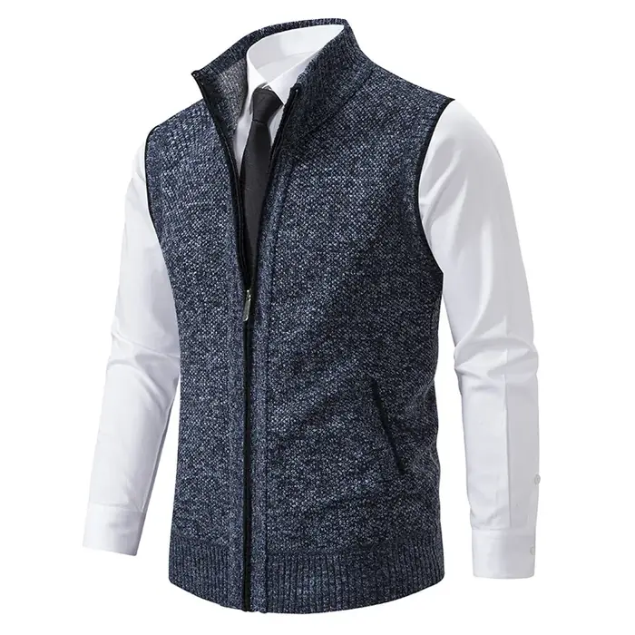 Image de Gilet Tricoté Homme Col Montant - Chaud & Élégant