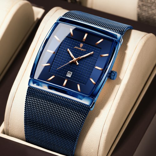 Imagen de Reloj de Pulsera Poedagar de Lujo para Hombre, Modelo Moderno con Correa de Acero Inoxidable, Luminoso, Resistente al Agua y con Fecha, Ideal para Negocios y Estilo Urbano