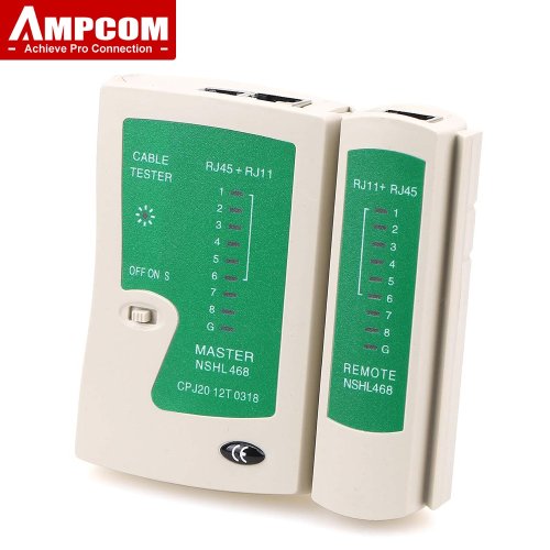 Afbeelding van AMPCOM Netwerk Kabel Tester RJ45 Ethernet Kabel Tester Lan Test Tool voor Cat5 Cat6 CAT7 8P 6P LAN Kabel en RJ11 Telefoonkabel