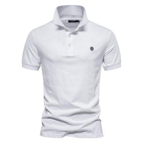 Image of AIOPESON 100% Cotton Embroidery Men's Polo Shirts Solid Color Short Sleeve Polo Shirts for Men New Summer Brand Social Polos Men