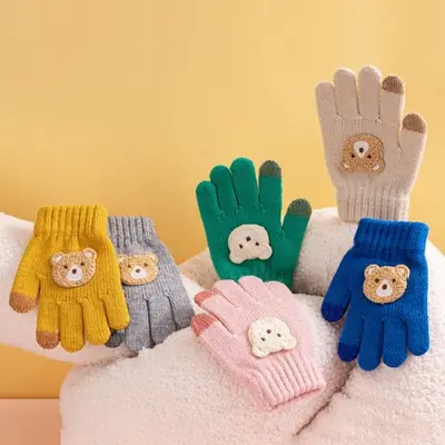 Image de Gants Hiver Enfants Ours Dessin Animé - Chauds & Tricotés