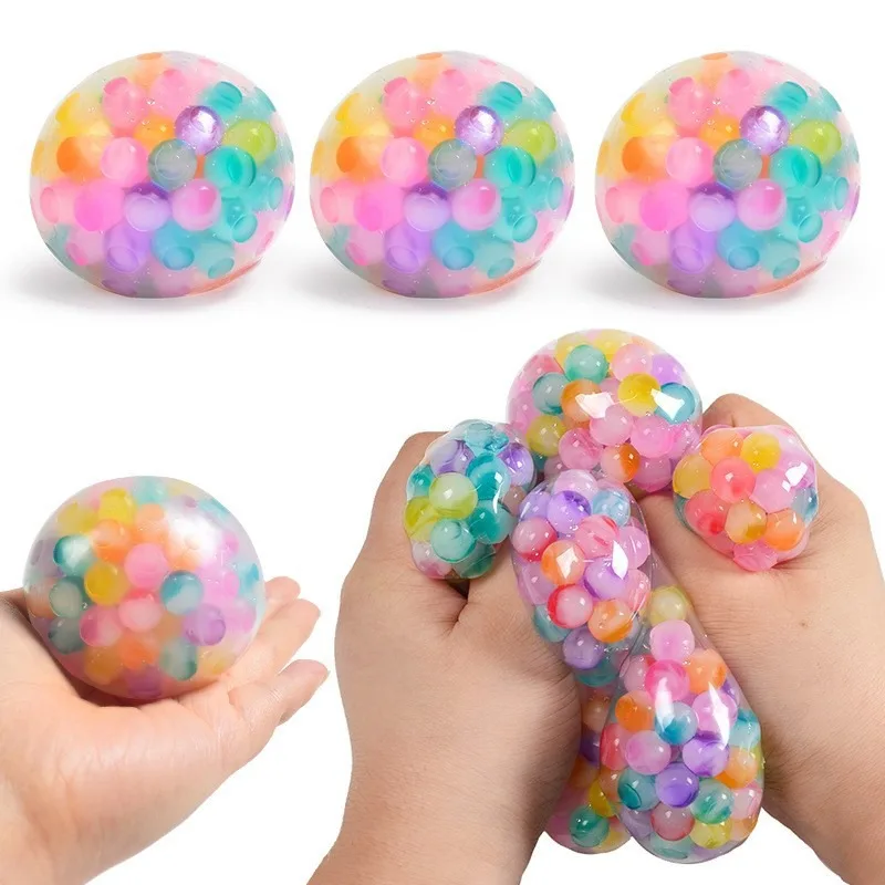 Zdjęcie 6cm Kids Exotic Pinch The Rainbow Bead Pressure Reducing Ball Vent Ball Decompression Toy TPR Pinch Le Grape Ball Zabawki dla dorosłych