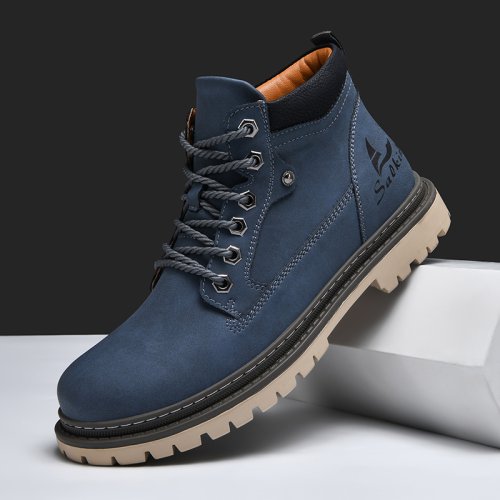 Afbeelding van Handgemaakte Mannen Laarzen Enkel Winter Lederen Schoenen Herfst Outdoor Wandelschoenen Sneakers Hombres Botas Hoge Top Schoeisel Anti Slip