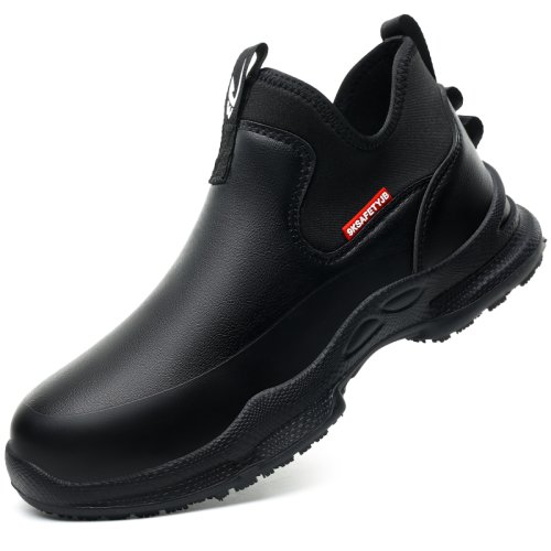 Image of Premium Anti-Skid Kitchen Work Shoes for Men – Waterproof, Lightweight, Non-Slip Safety Boots with Leather Upper and Comfortable Sneaker Design